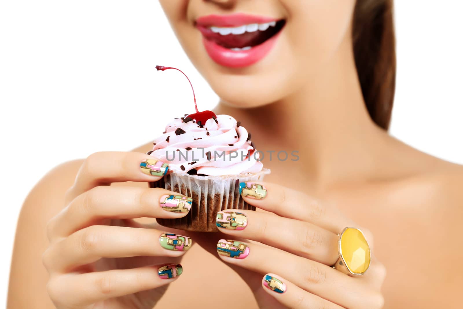 Woman wants to eat a cupcake