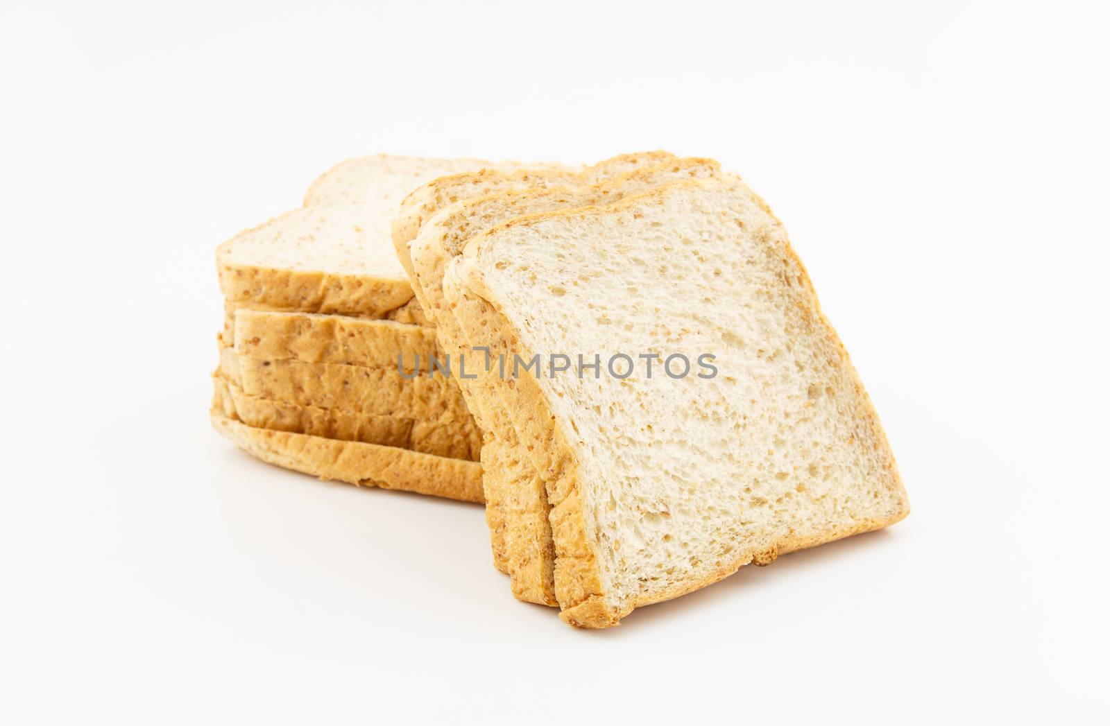 Whole wheat bread isolated on white background by vitawin