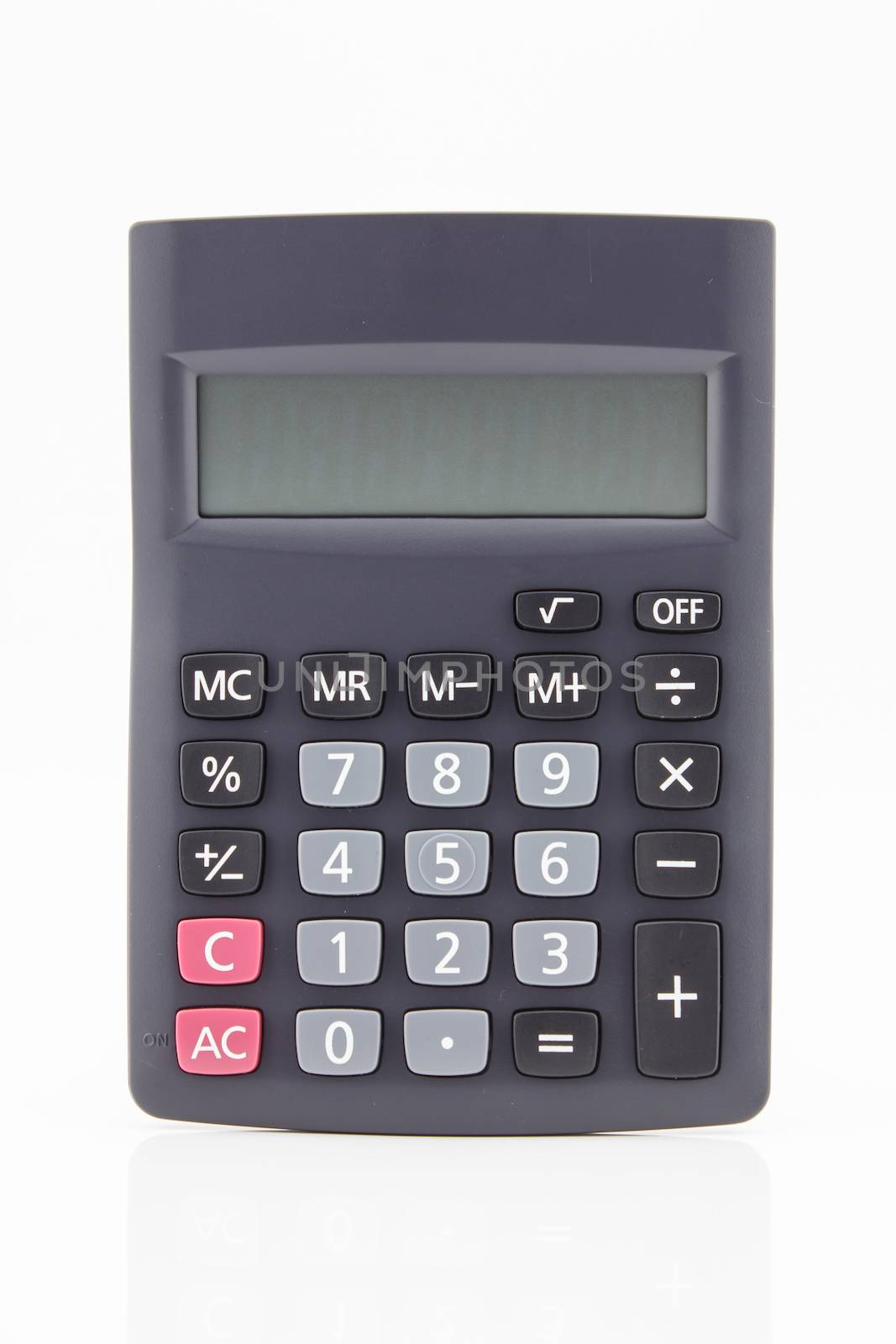 Black calculator isolated on white background