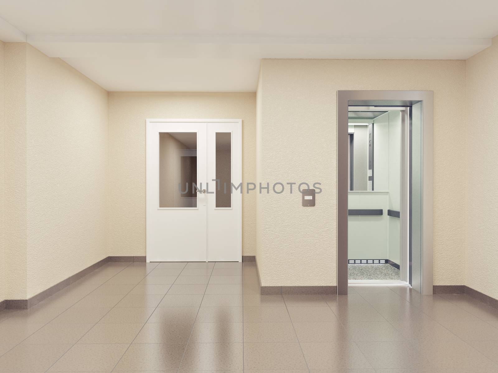 modern hall interior. 3d concept