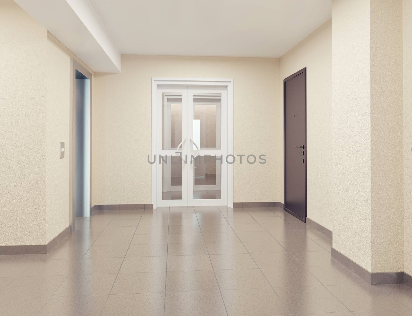 modern hall interior. 3d concept