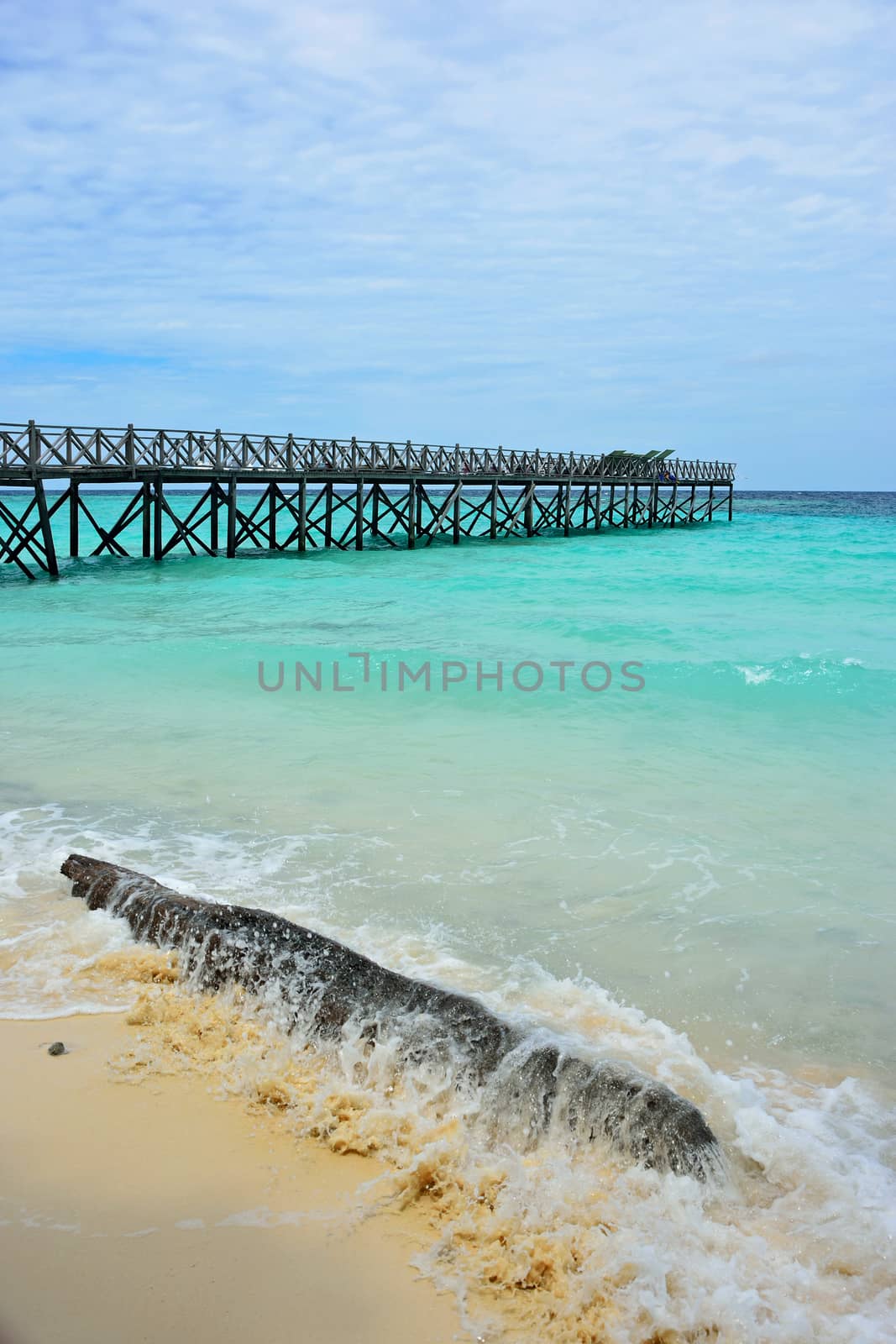 Wooden bridge in Sipadan island, scuba-diving paradise by think4photop