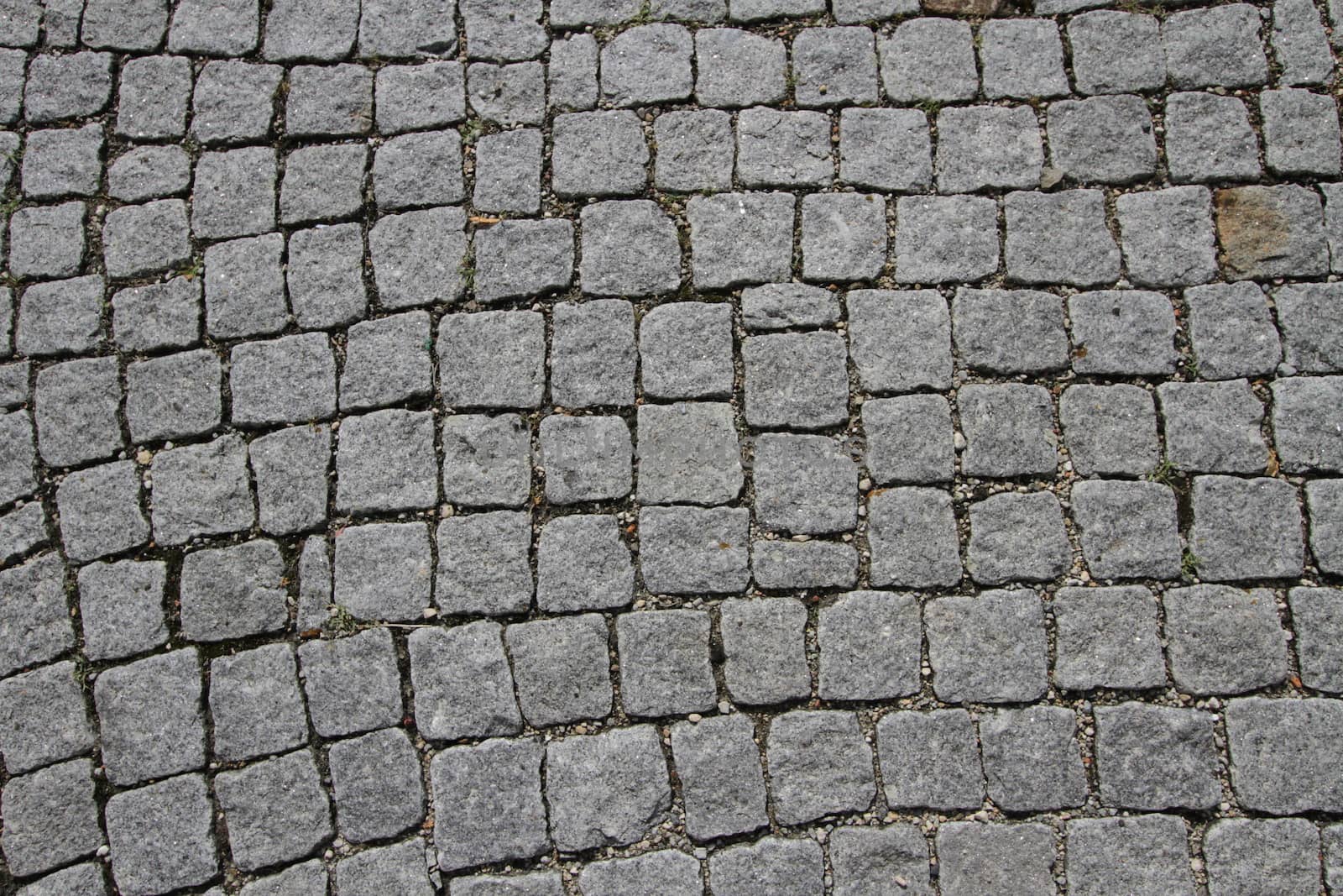 Close up on granite cobblestoned pavement background