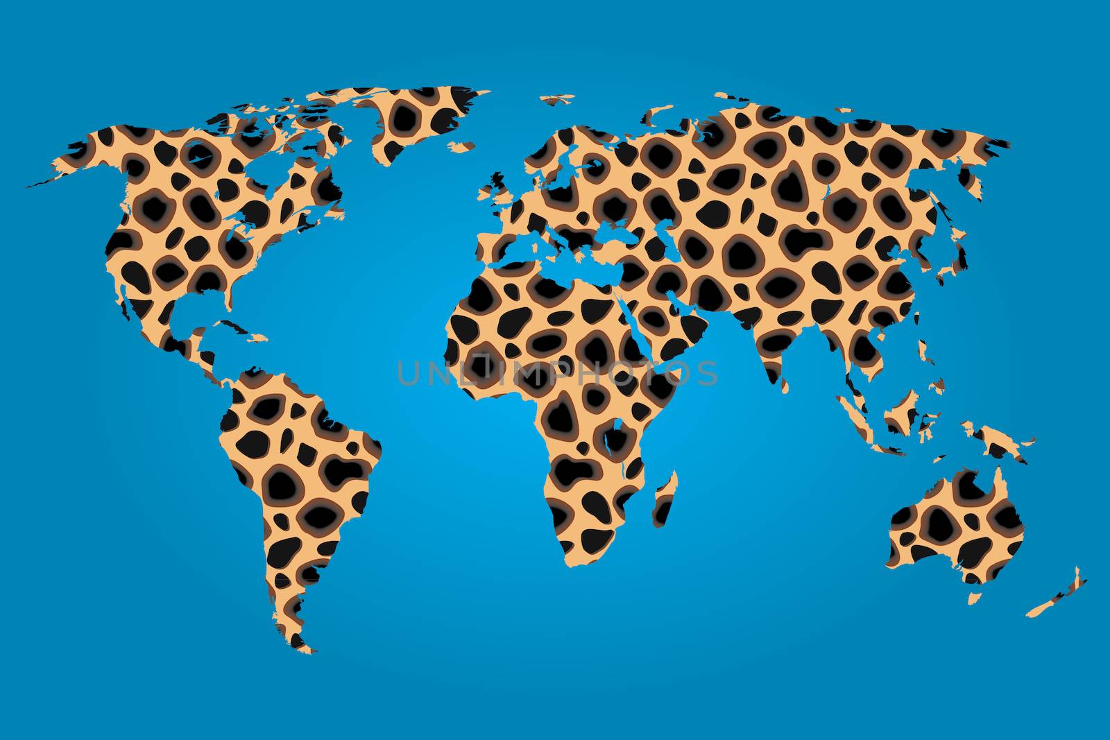 Map of the world filled with a Cheetah pattern