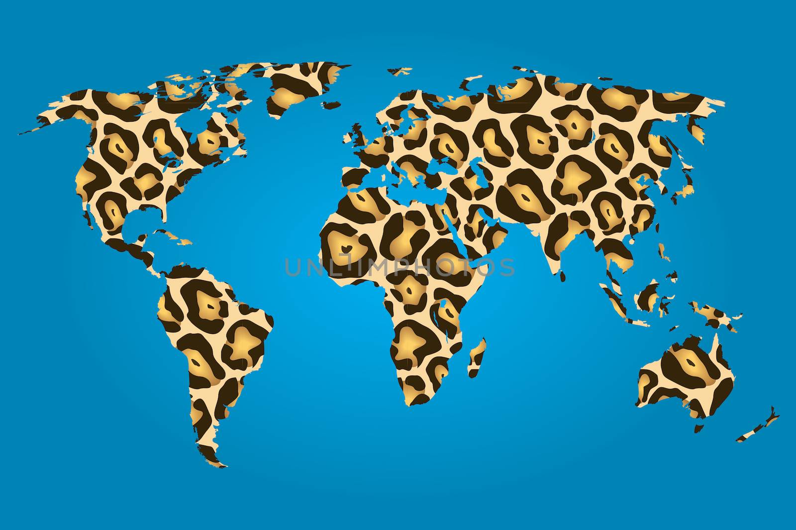 Map of the world filled with a Jaguar pattern