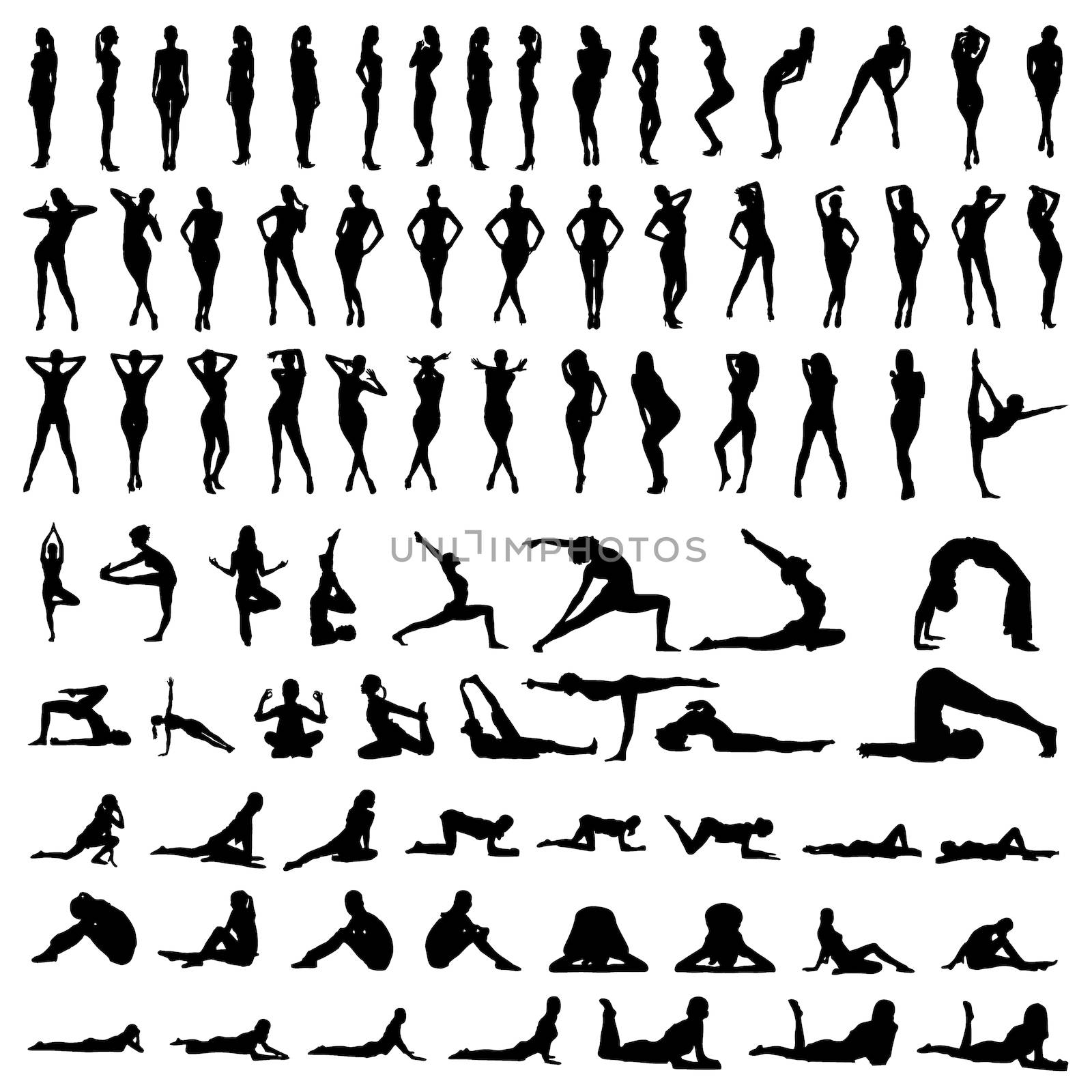 Illustration of Set of sexy women silhouettes by DragonEyeMedia