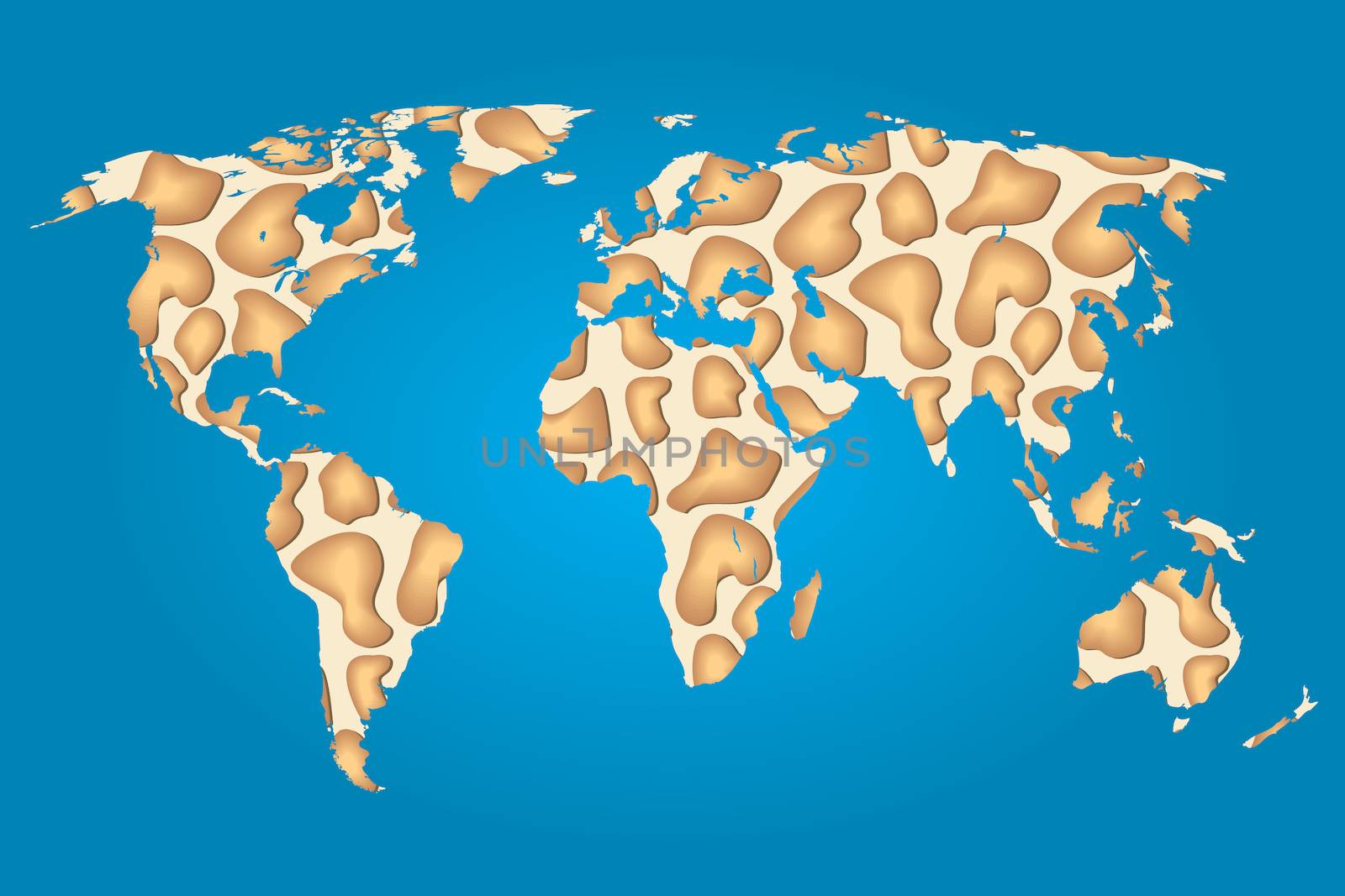Map of the world filled with a Giraffe pattern