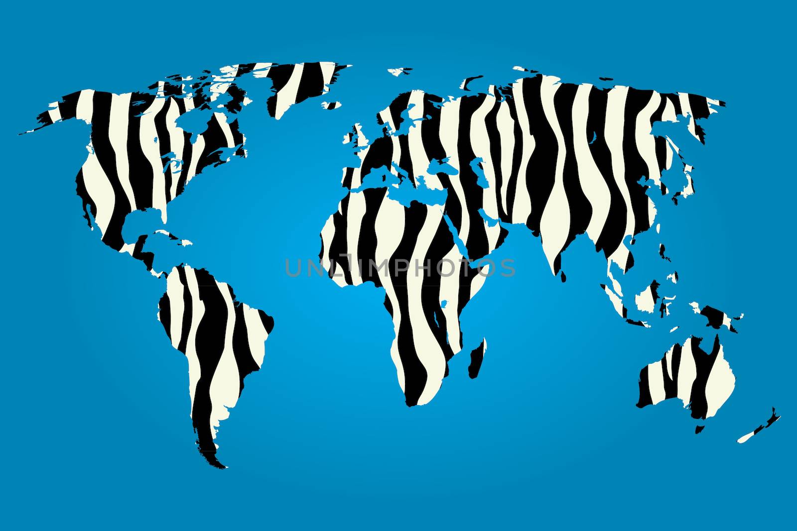 Map of the world filled with a Zebra pattern