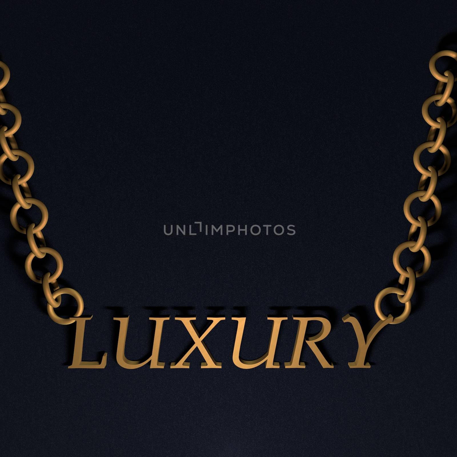 Luxury word as a golden necklace, 3d render