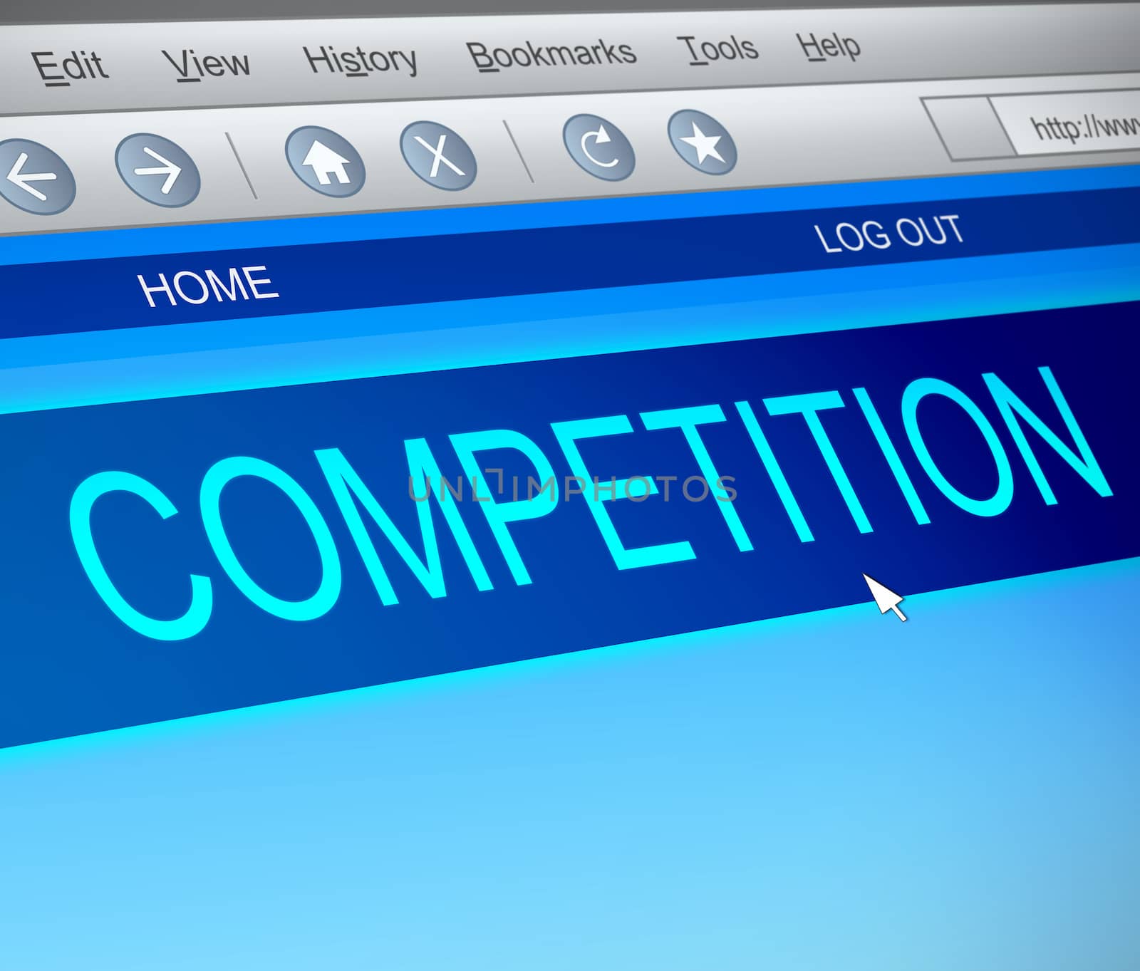 Illustration depicting a computer screen capture with a competition concept.