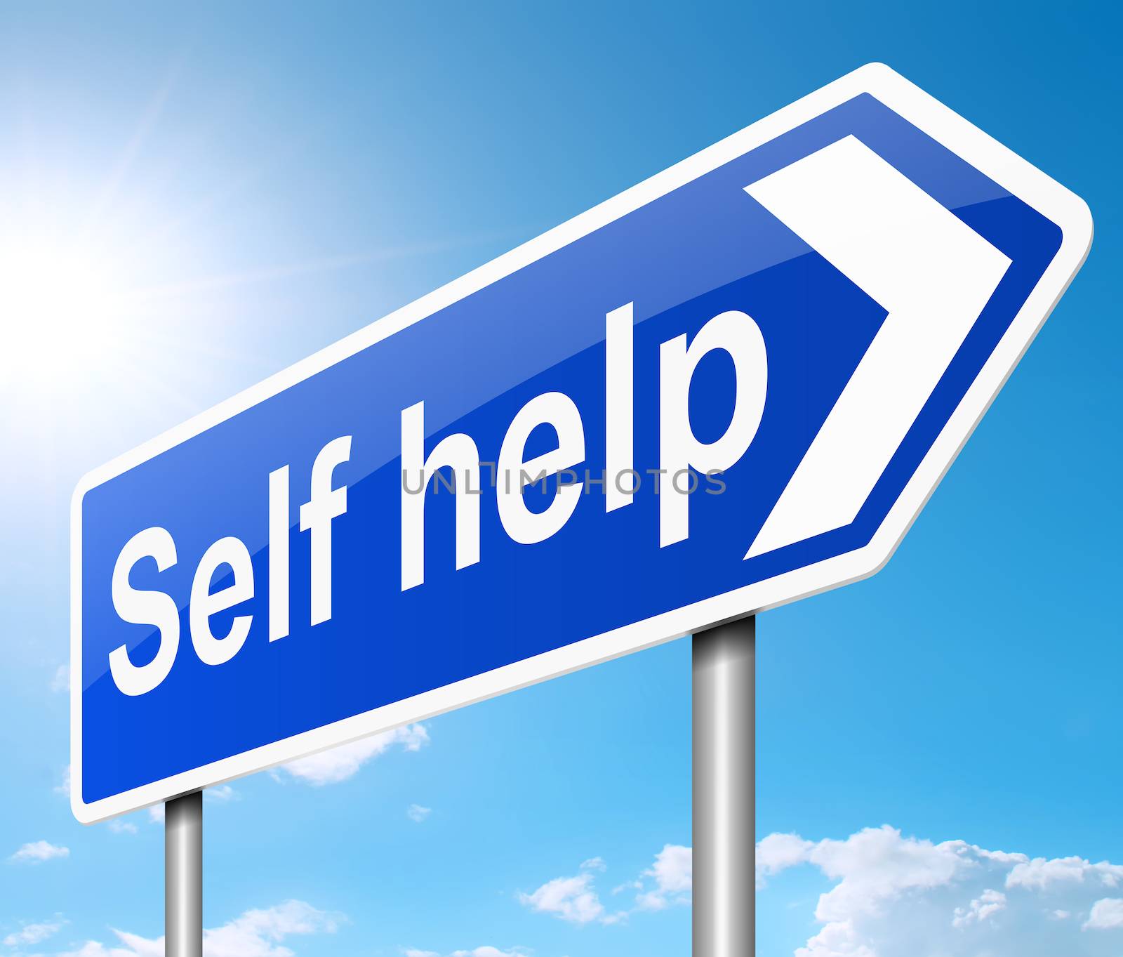 Illustration depicting a sign with a self help concept.