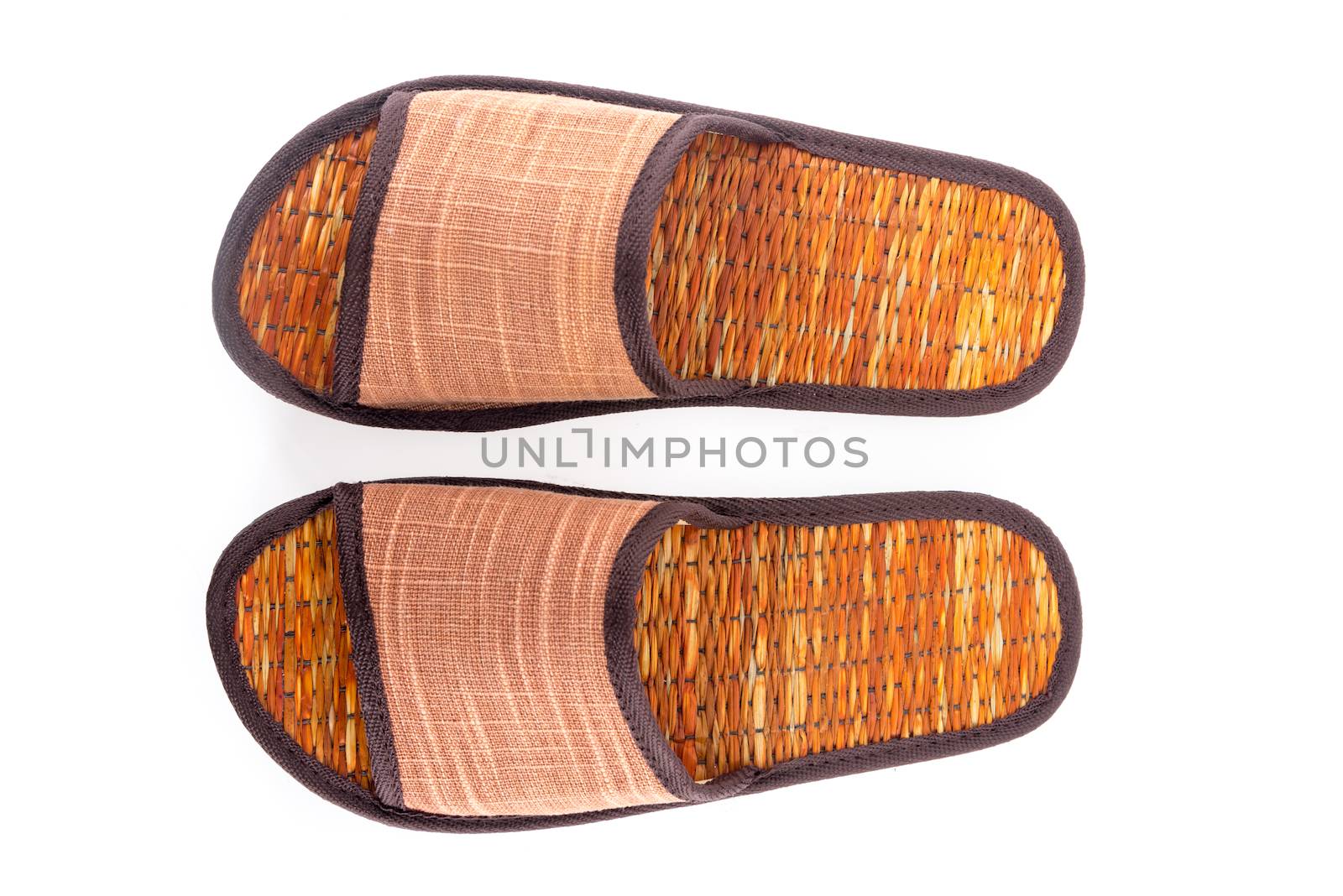 Thai Sandal made from reed plant isolated on white background