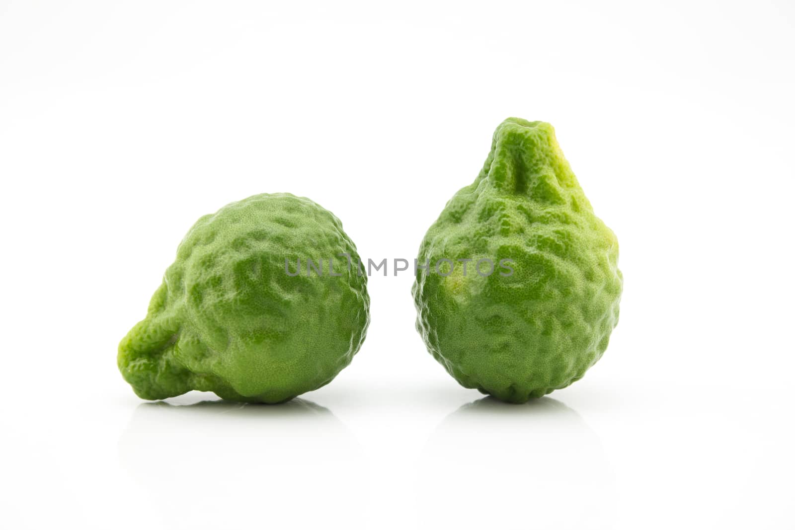 two kaffir lime isolate on white background