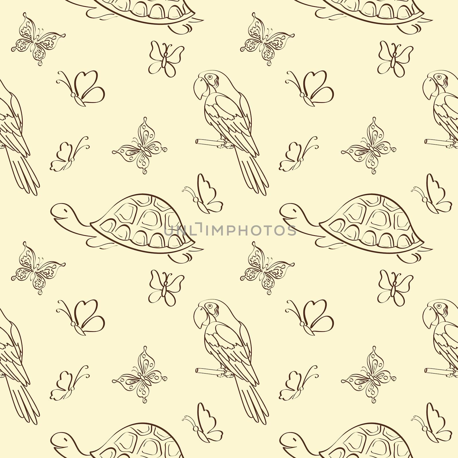 Seamless pattern, animals contours by alexcoolok