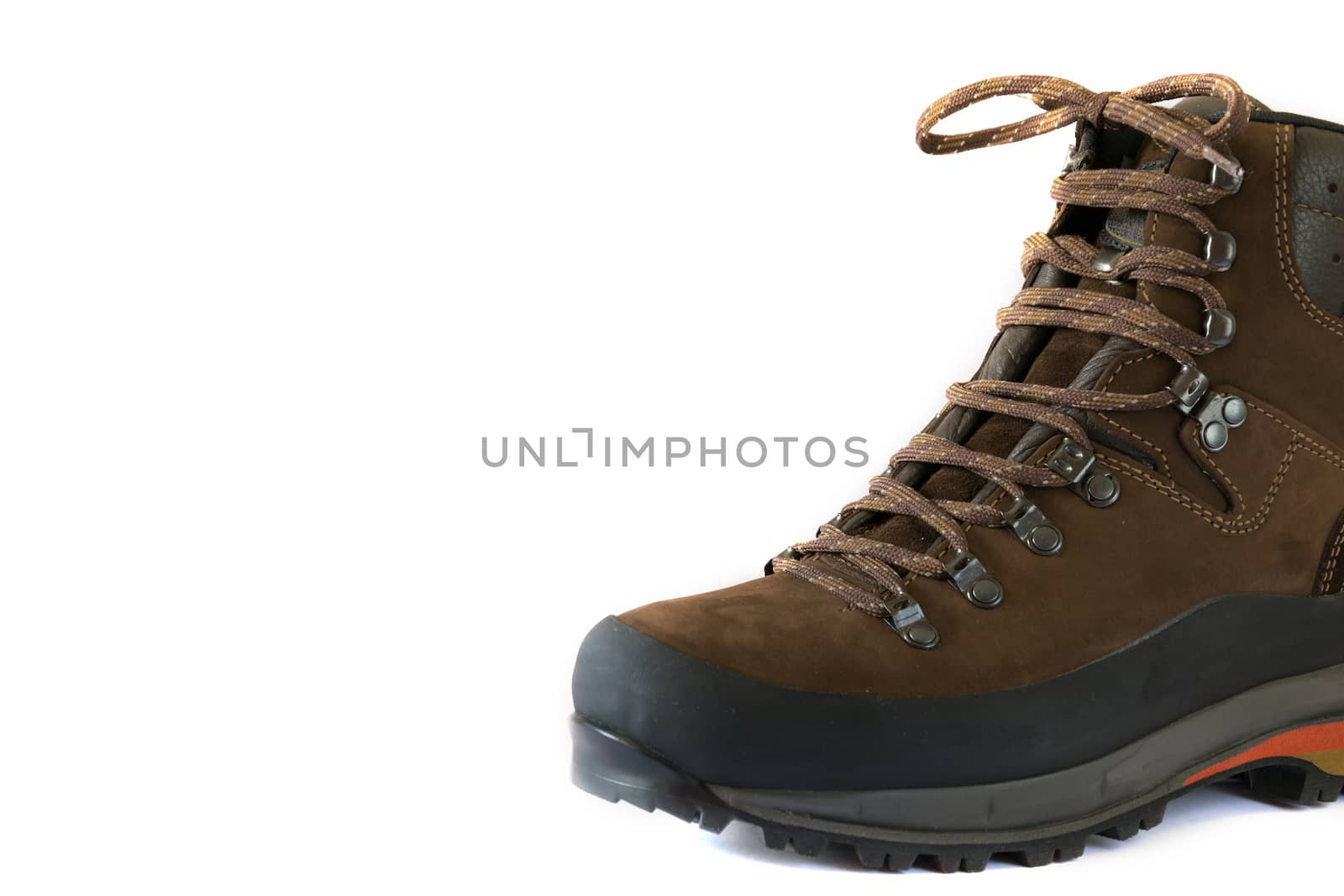 hiking boot on a white paper