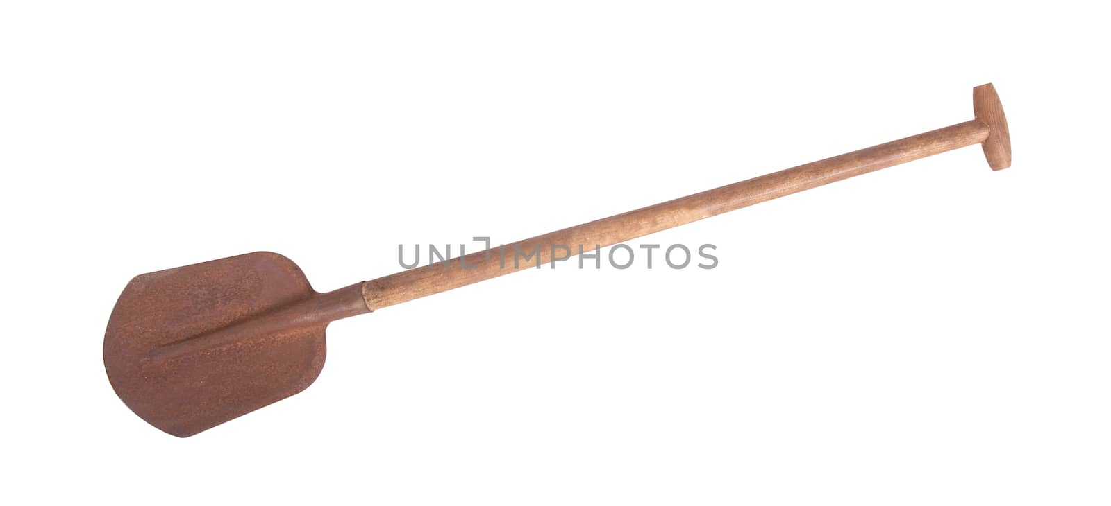 Old rusty shovel isolated on a white background