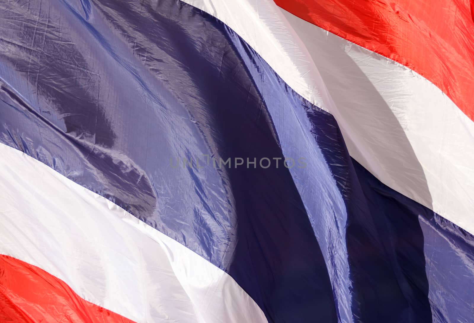 Closeup Waving Flag of Thailand