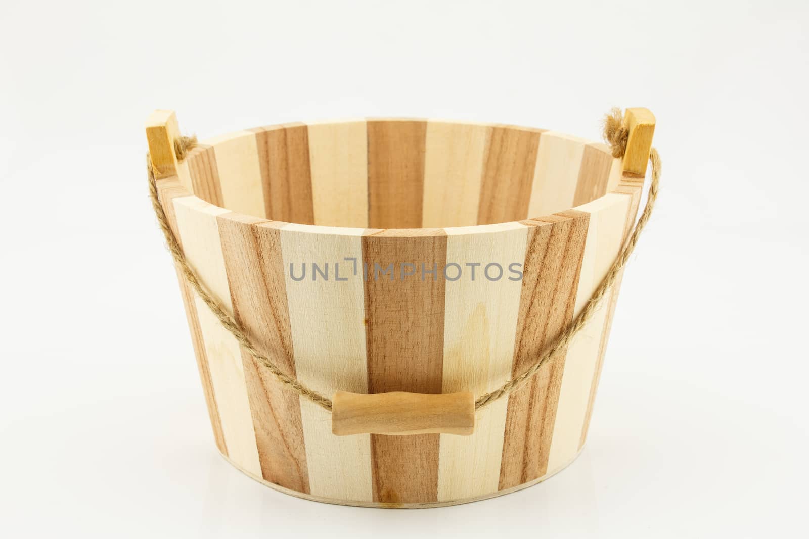 wooden bucket isolated on white background by vitawin