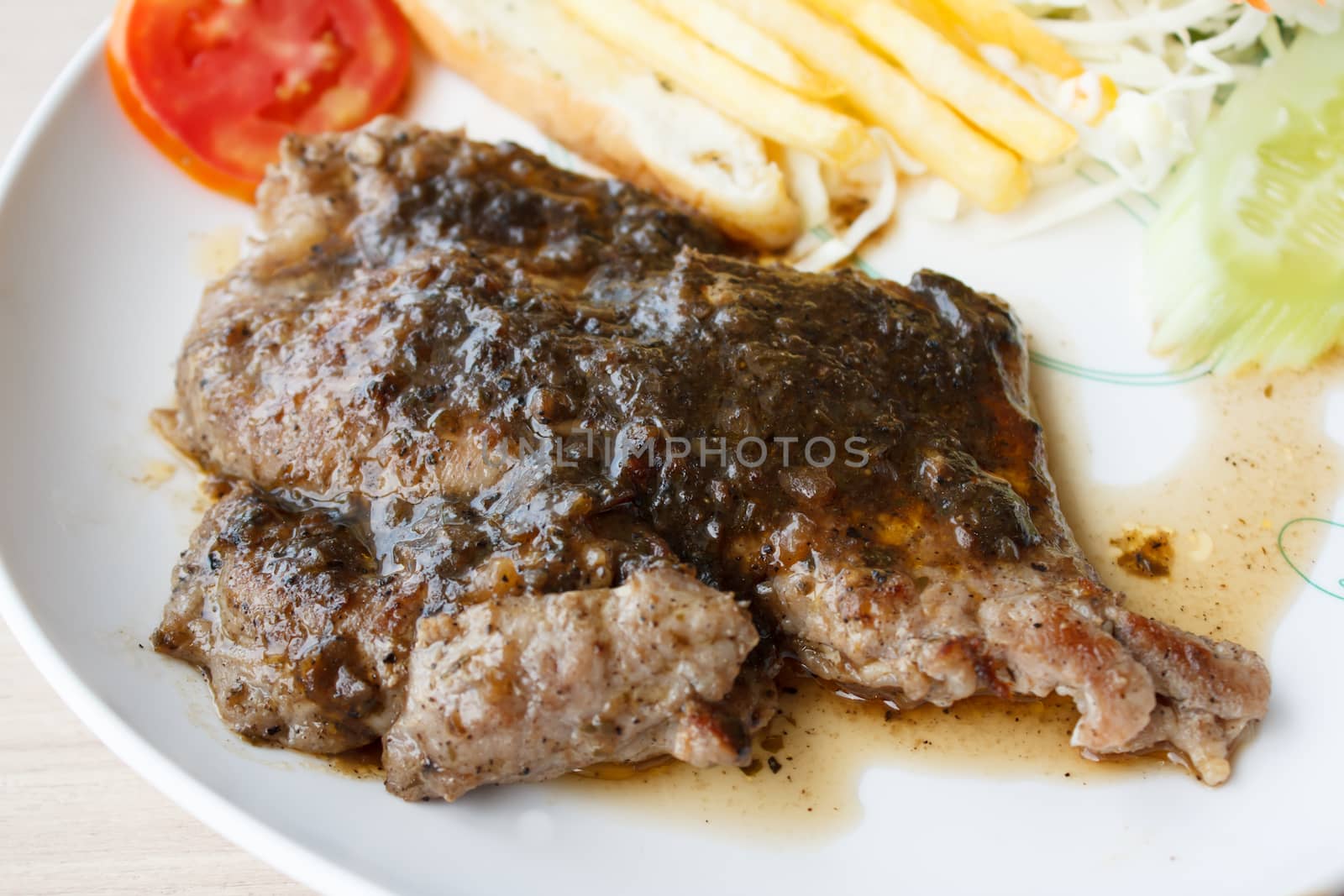 spicy pork steak with black pepper