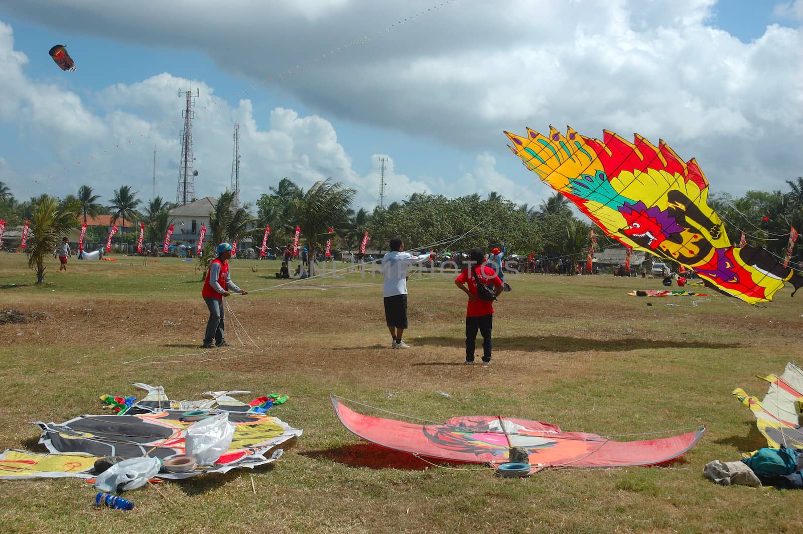 pangandaran, indonesia-july 16, 2011: pangandaran international kite festival that held in east coast pangandaran beach, west java-indonesia.