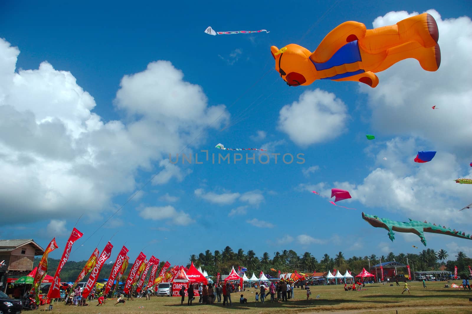 pangandaran, indonesia-july 16, 2011: pangandaran international kite festival that held in east coast pangandaran beach, west java-indonesia.