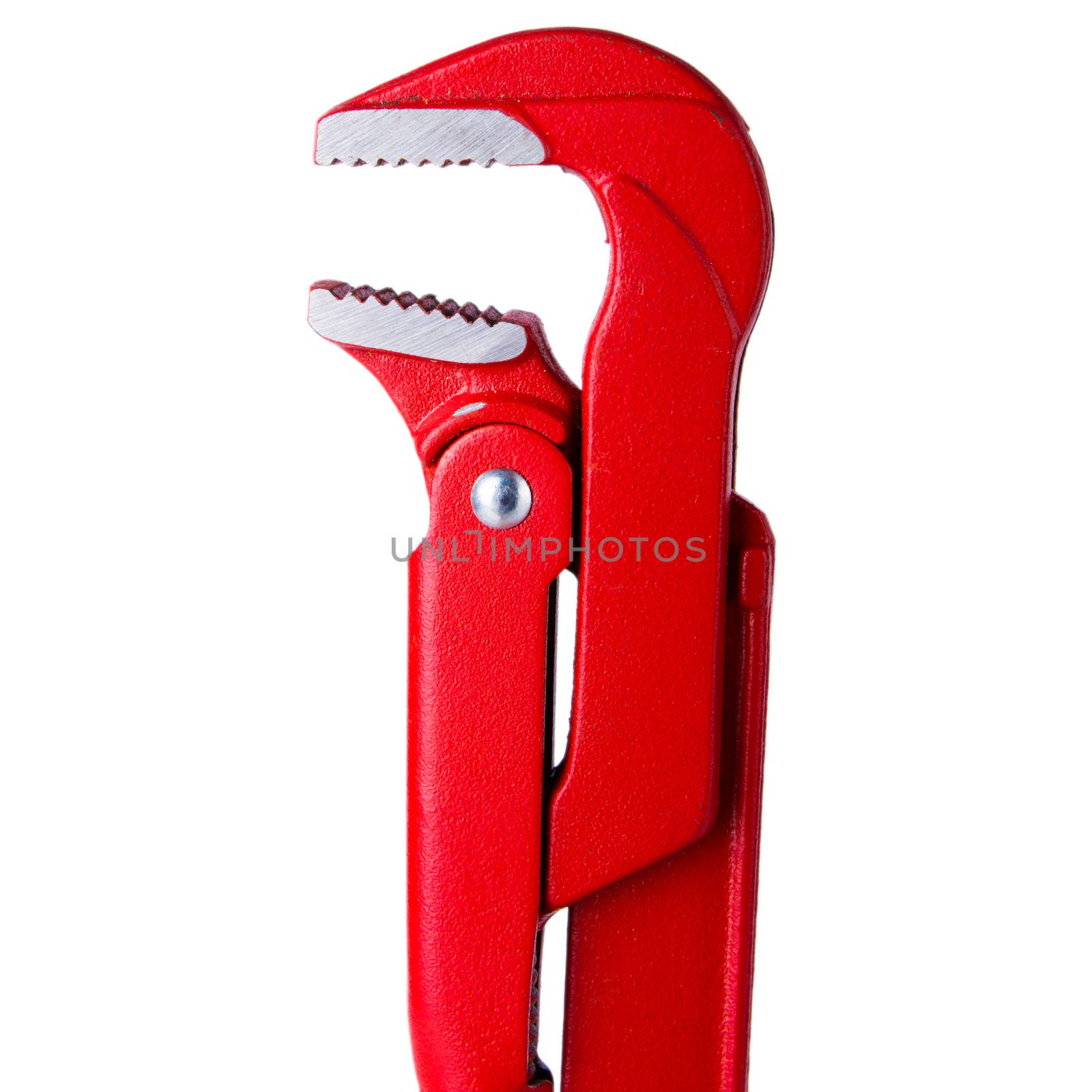 Adjustable pipe wrench, isolated on a white background