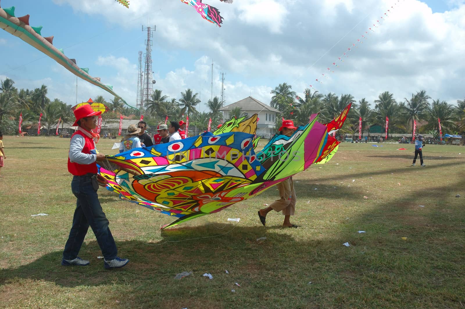 pangandaran, indonesia-july 16, 2011: pangandaran international kite festival that held in east coast pangandaran beach, west java-indonesia.