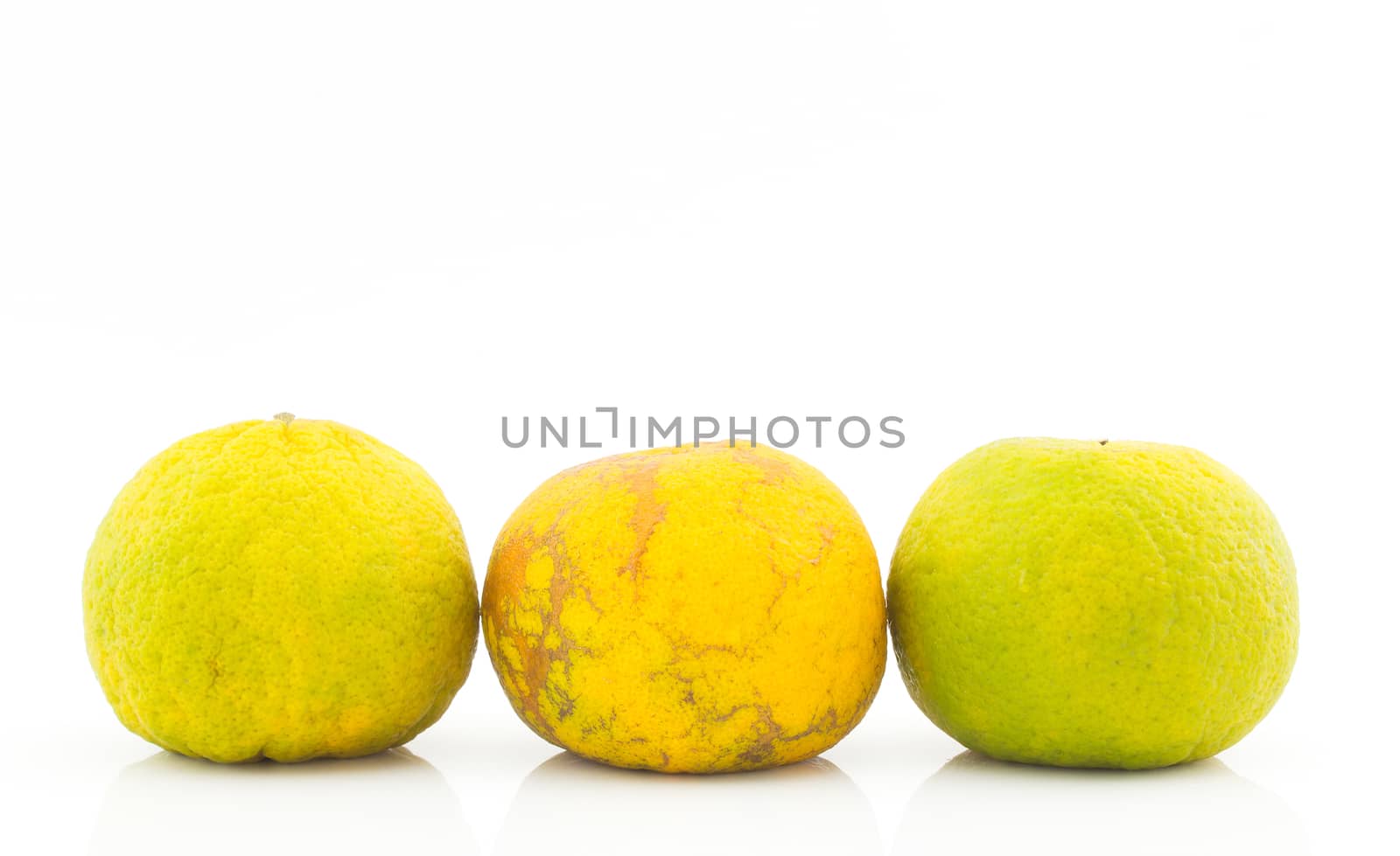 Three thai mandarin orange on white background by vitawin