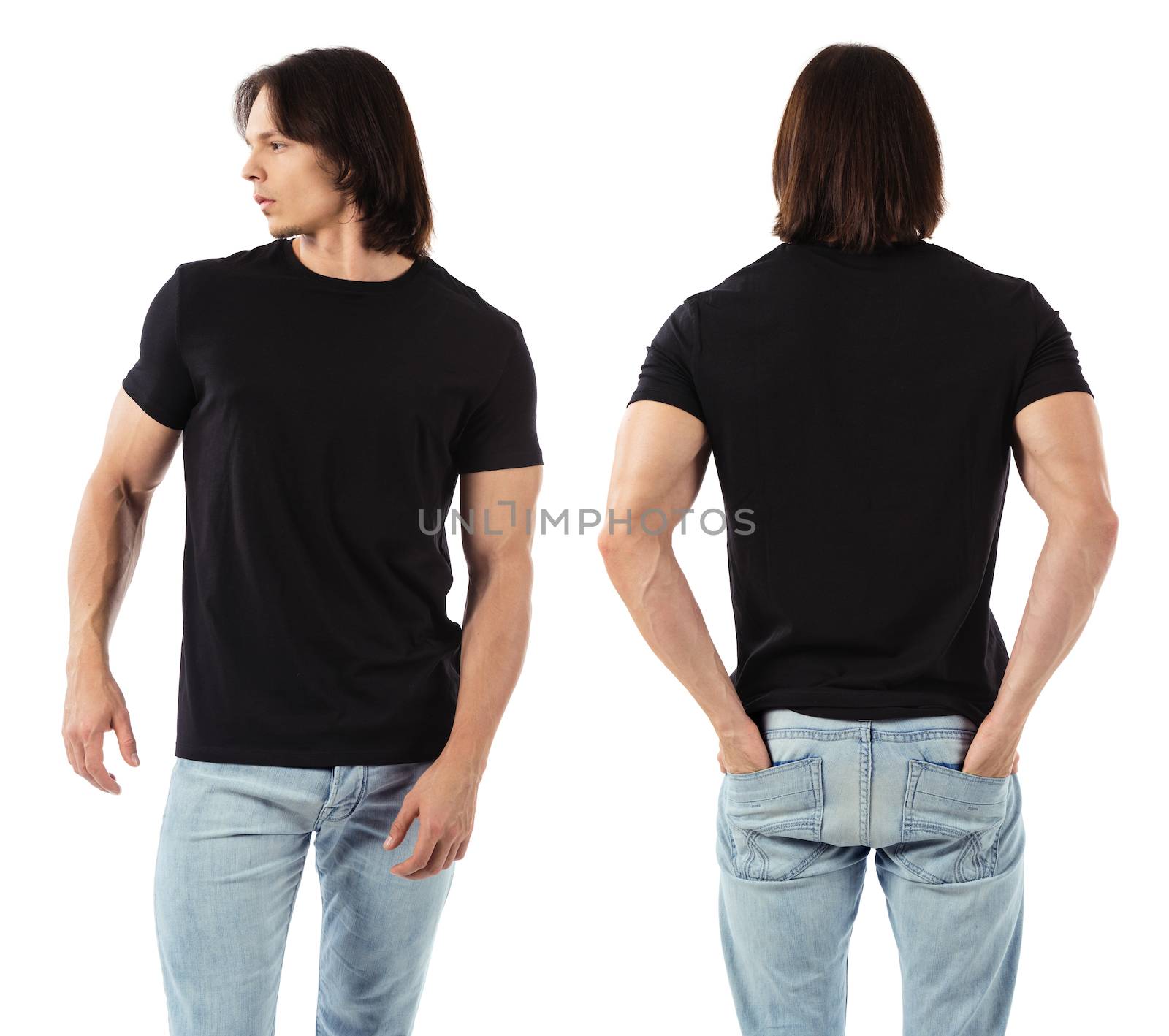 Man wearing blank black shirt by sumners