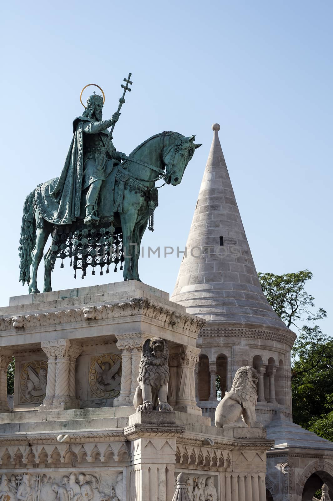 Statue of King Saint Stephen I in Budapest, Hungary.