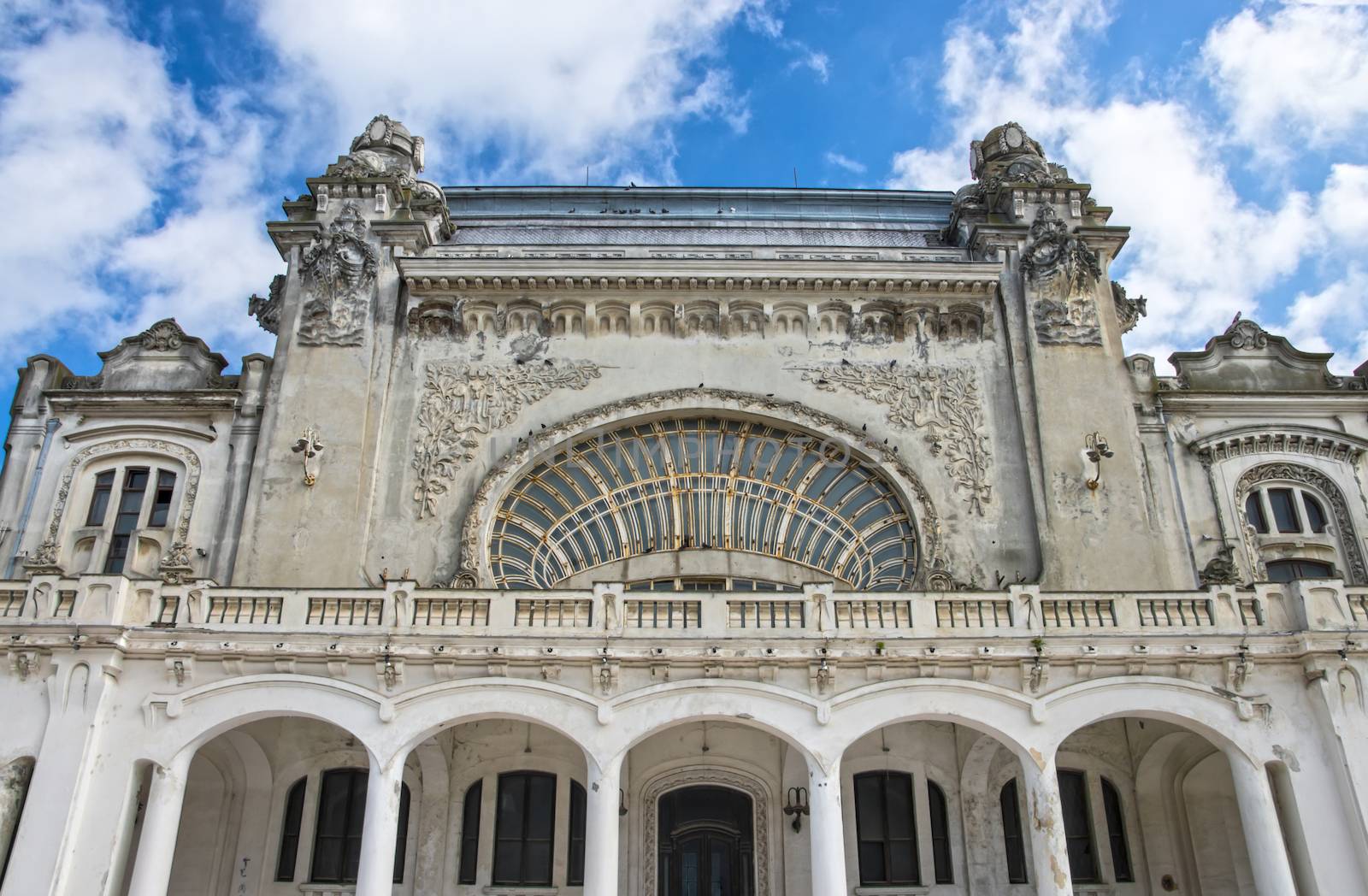 Architecture detail of casino on the seashore in Constanta