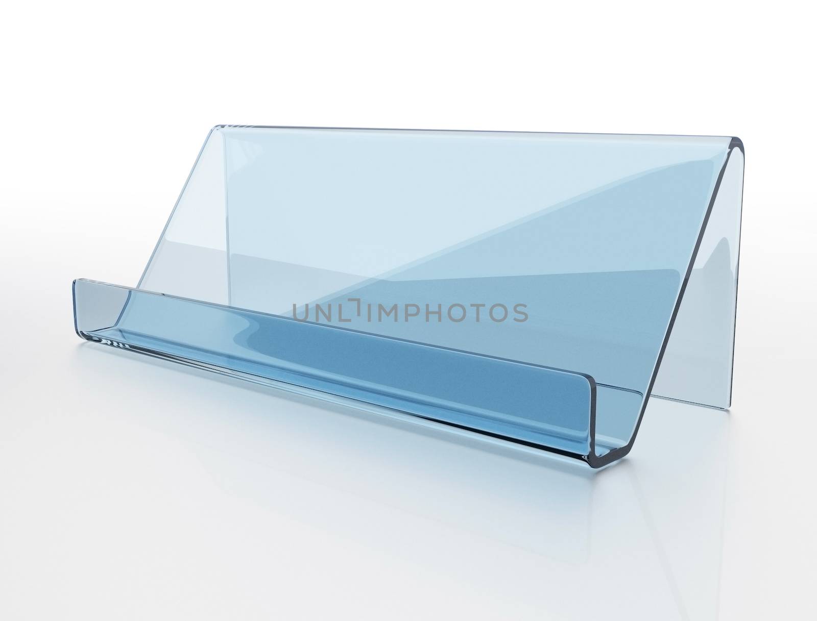 Render with transparent stand on a business card on a white background