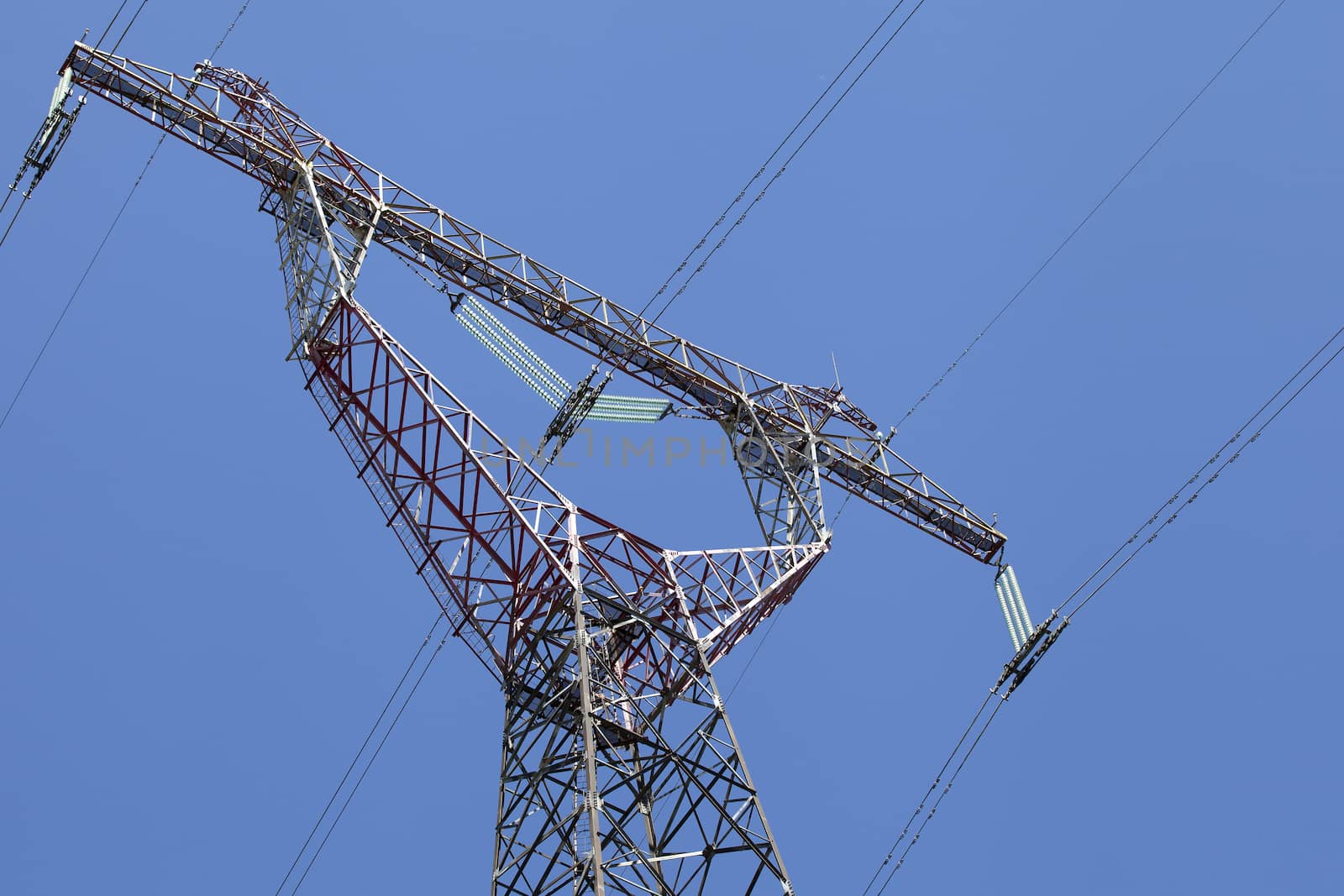 Power transmission tower, view from below