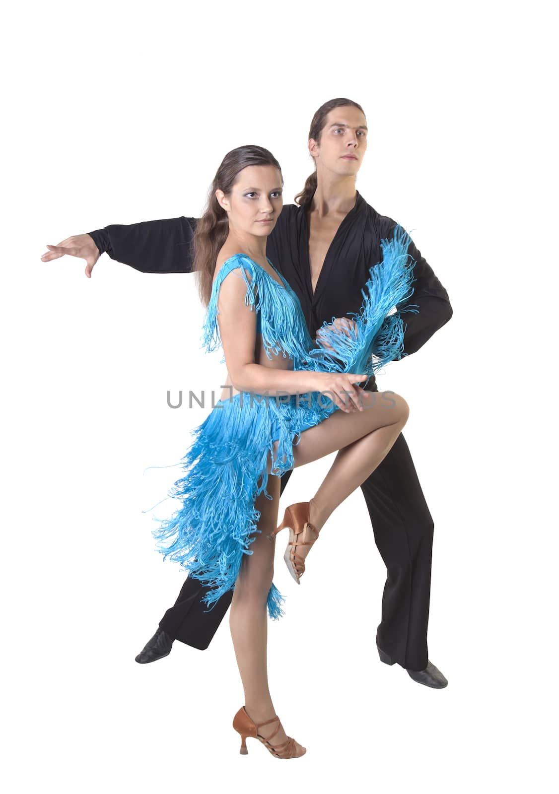 Dancing couple isolated over white background