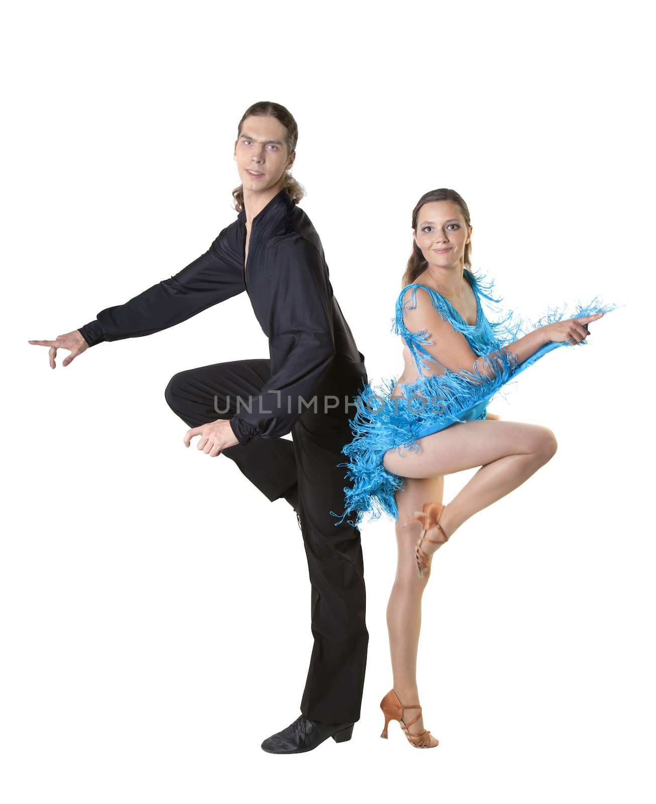 Dancing couple isolated over white background