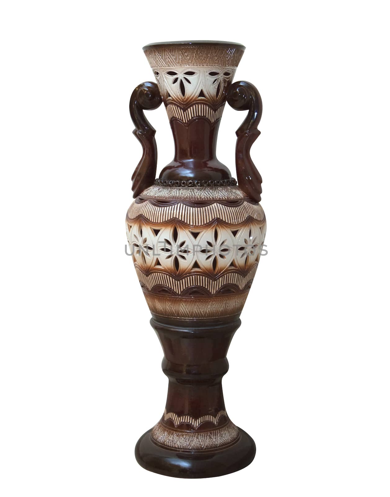 Decorative ceramic vase isolated over white background