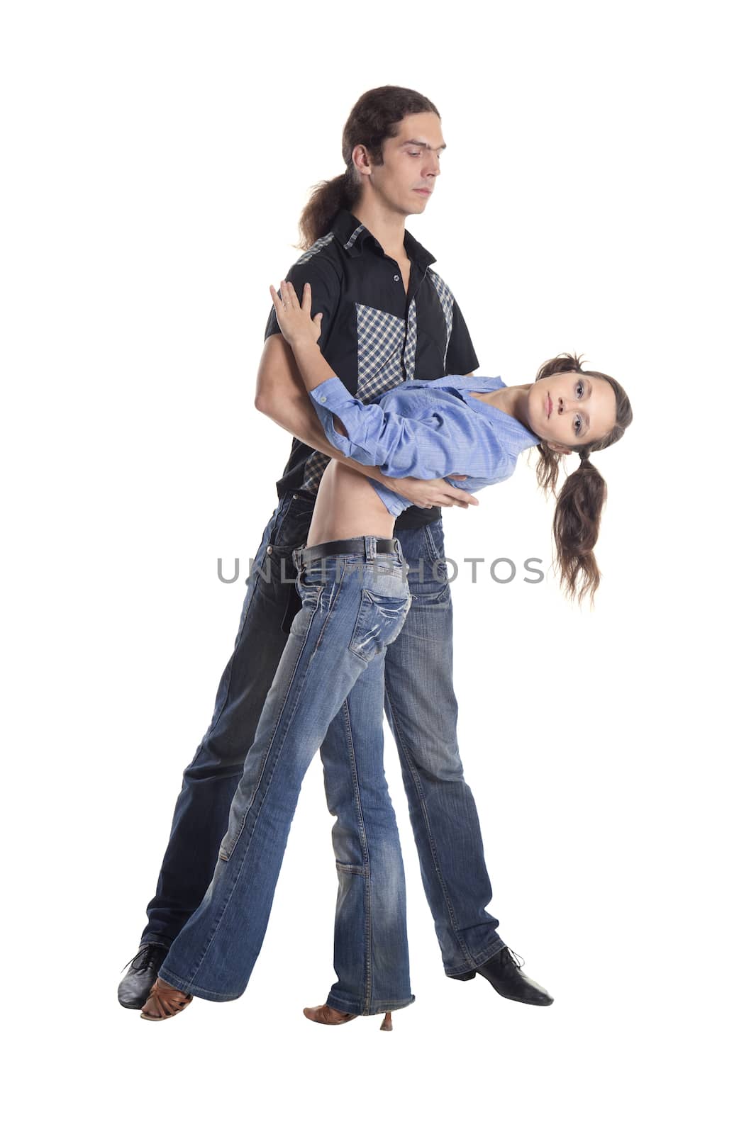 Dancing couple isolated over white background