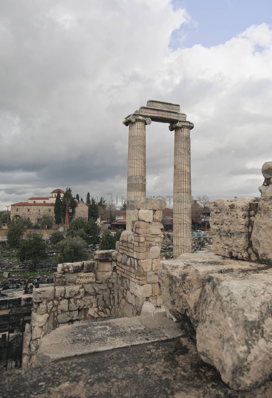 Ruins of ancient Apollo temple in Didyma, Turkey