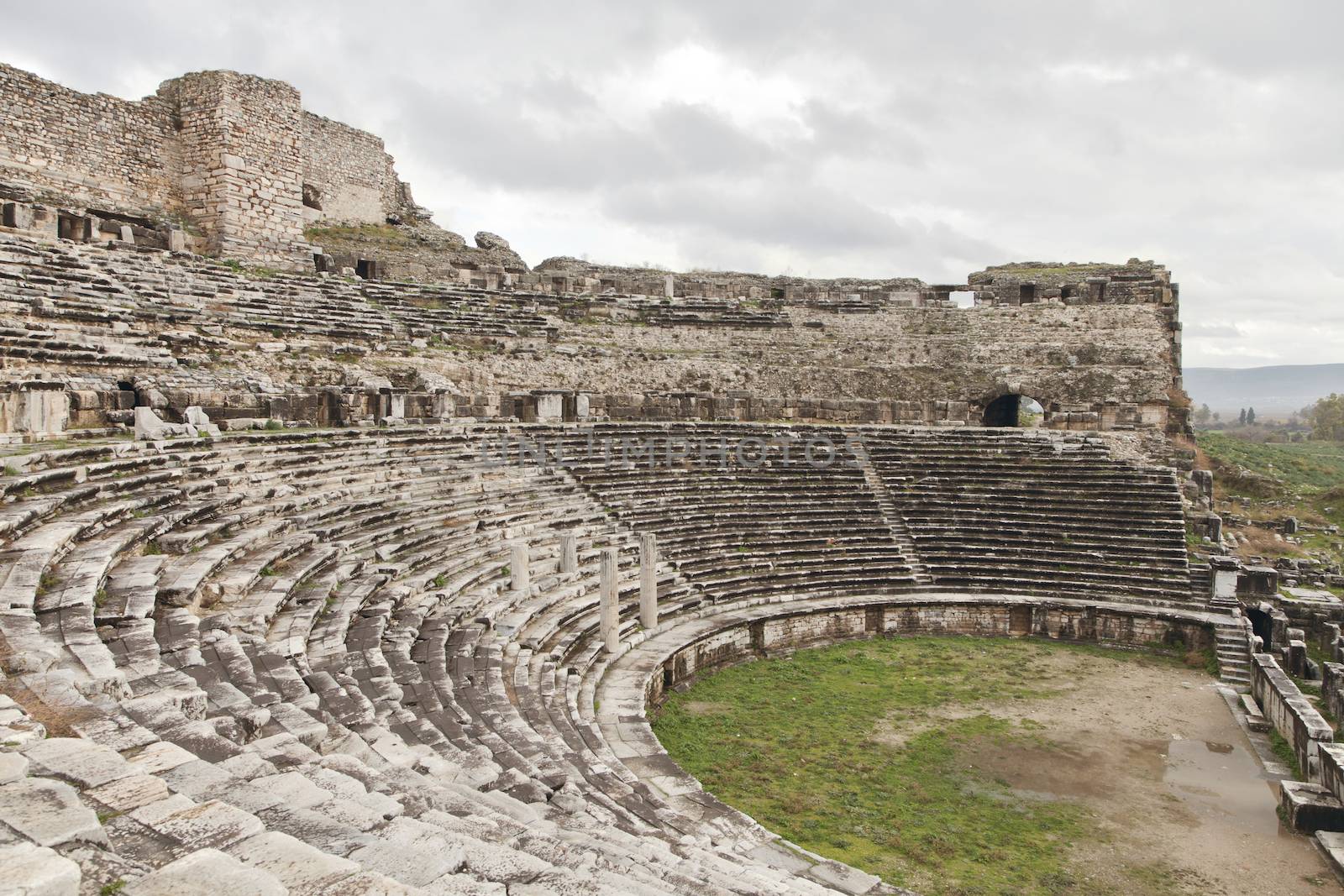 Ancient greek amphitheater in Turkey, abstract architecture