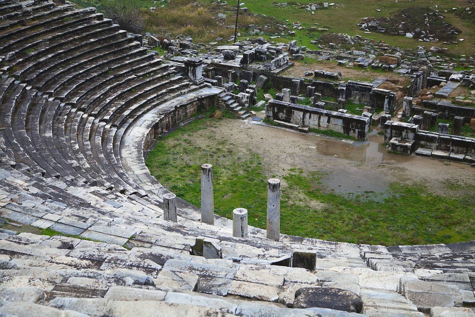 Ancient greek amphiteater in Turkey, abstract architecture