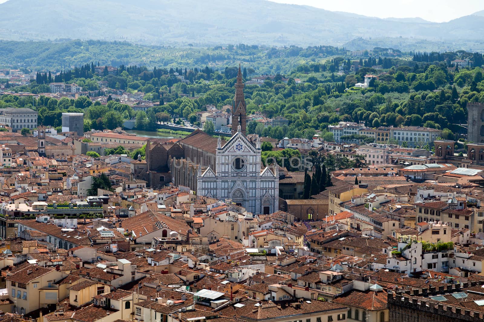 view of florence from bell tower on the  Piazza del Duomo