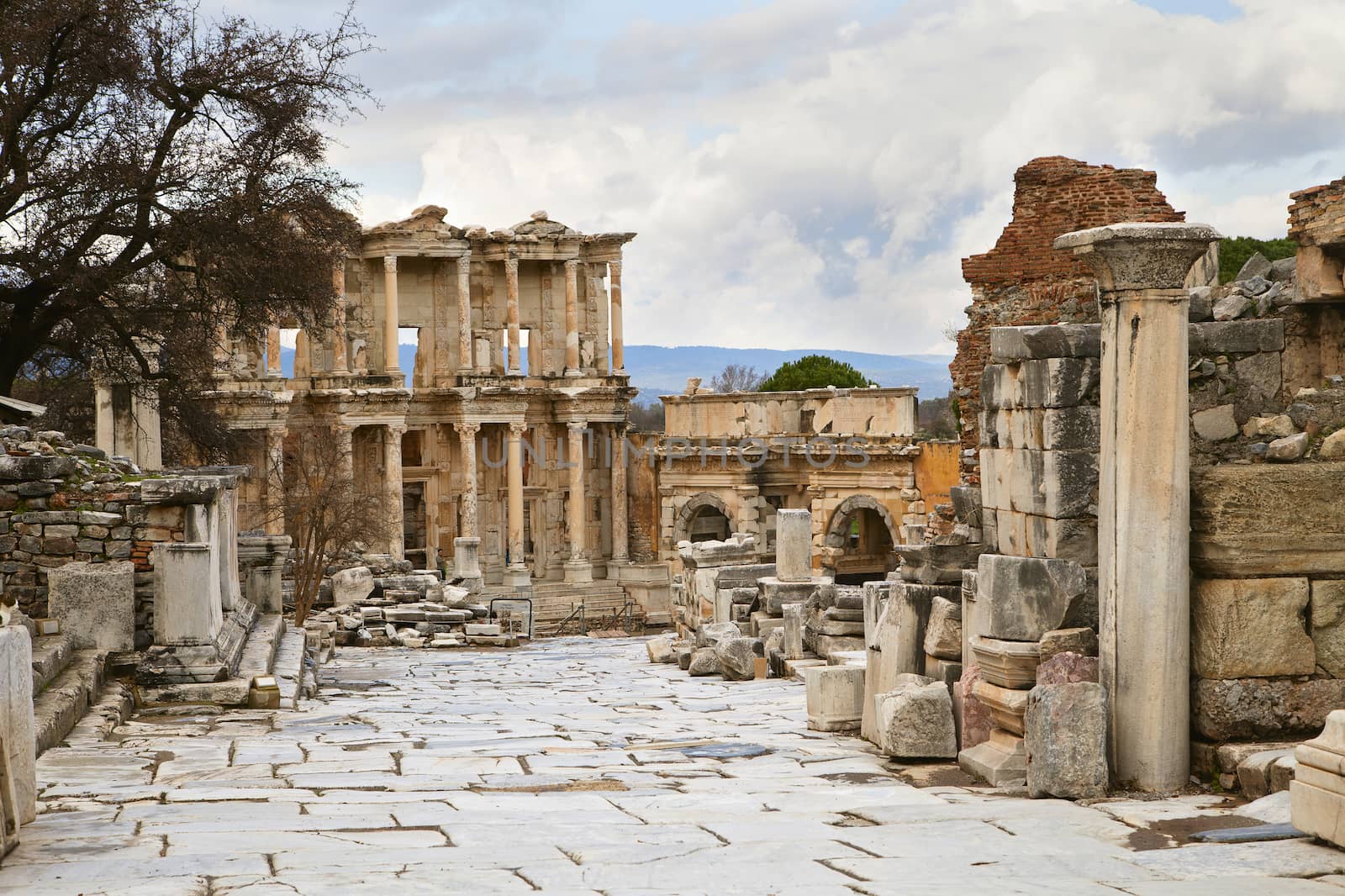 Celsus library in ancient town of Ephesus, Turkey