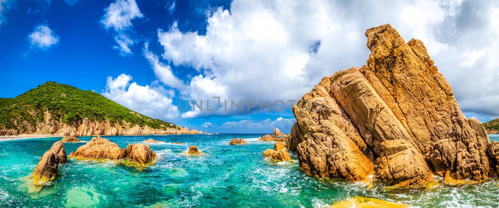 Ocean coastline scenic panoramic view in Costa Paradiso, Sardini by martinm303
