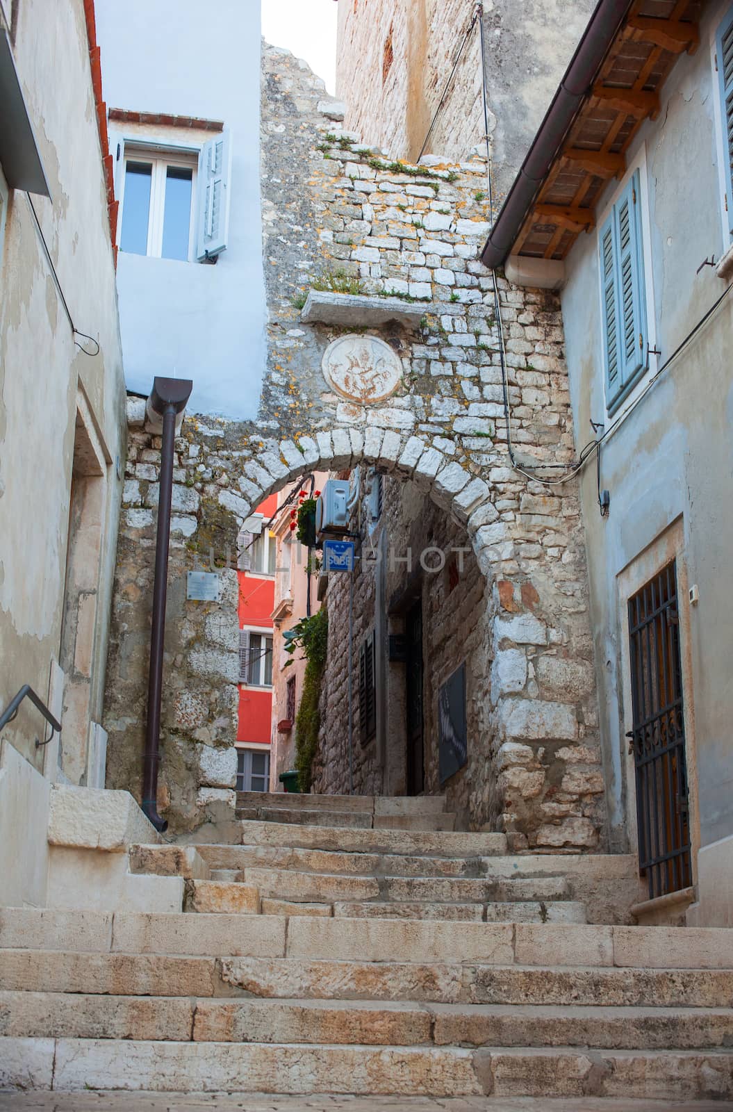 View of Arch in Rovinj, little city in Istria, Croatia