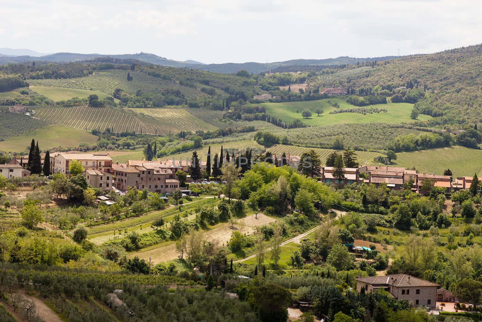 view from lookout in San Gimignano of the countyside