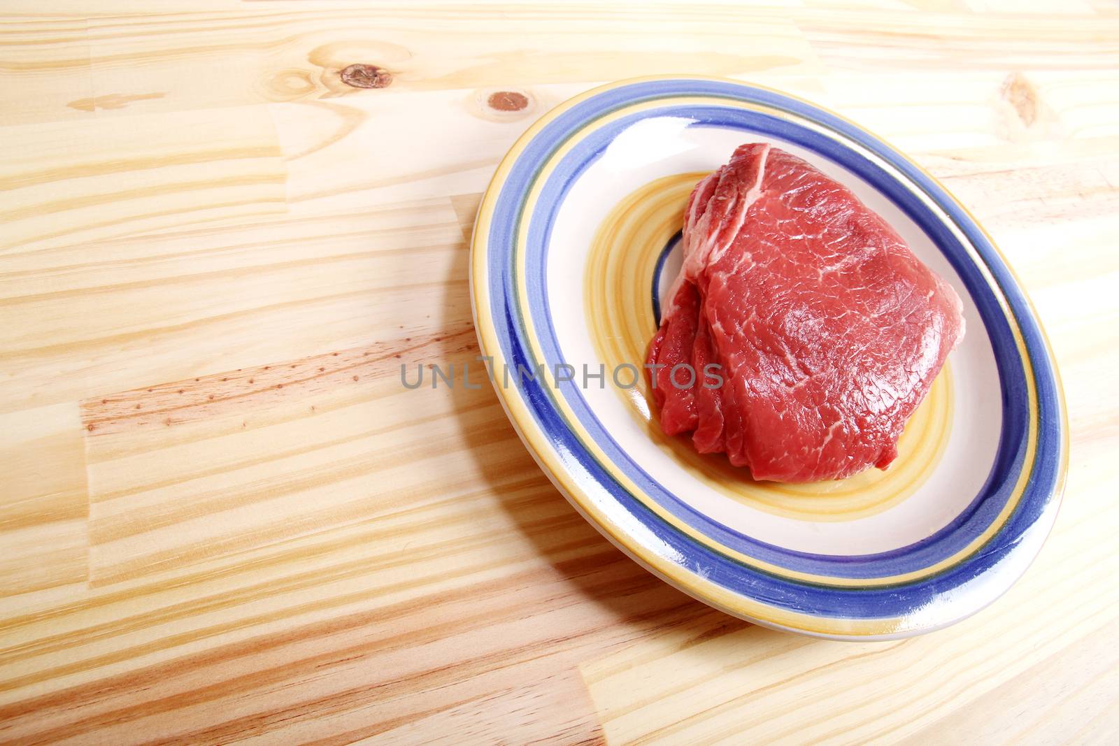 Some raw meat on a Plate.
