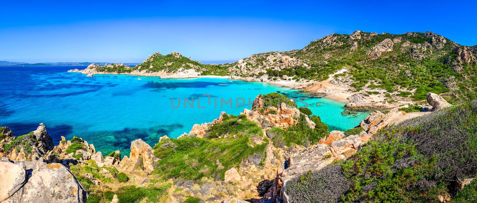 Beautiful ocean coastline beach panorama in Maddalena islands, I by martinm303