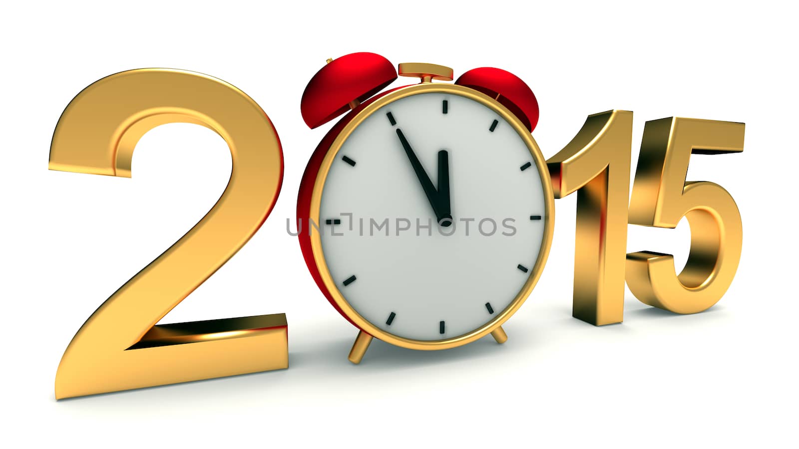 New year 2015 illustration with red clock