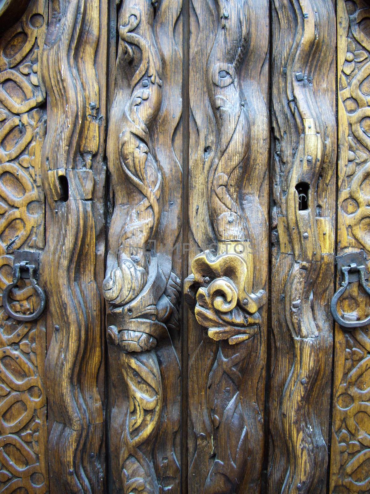 Carved wooden door in Mexico