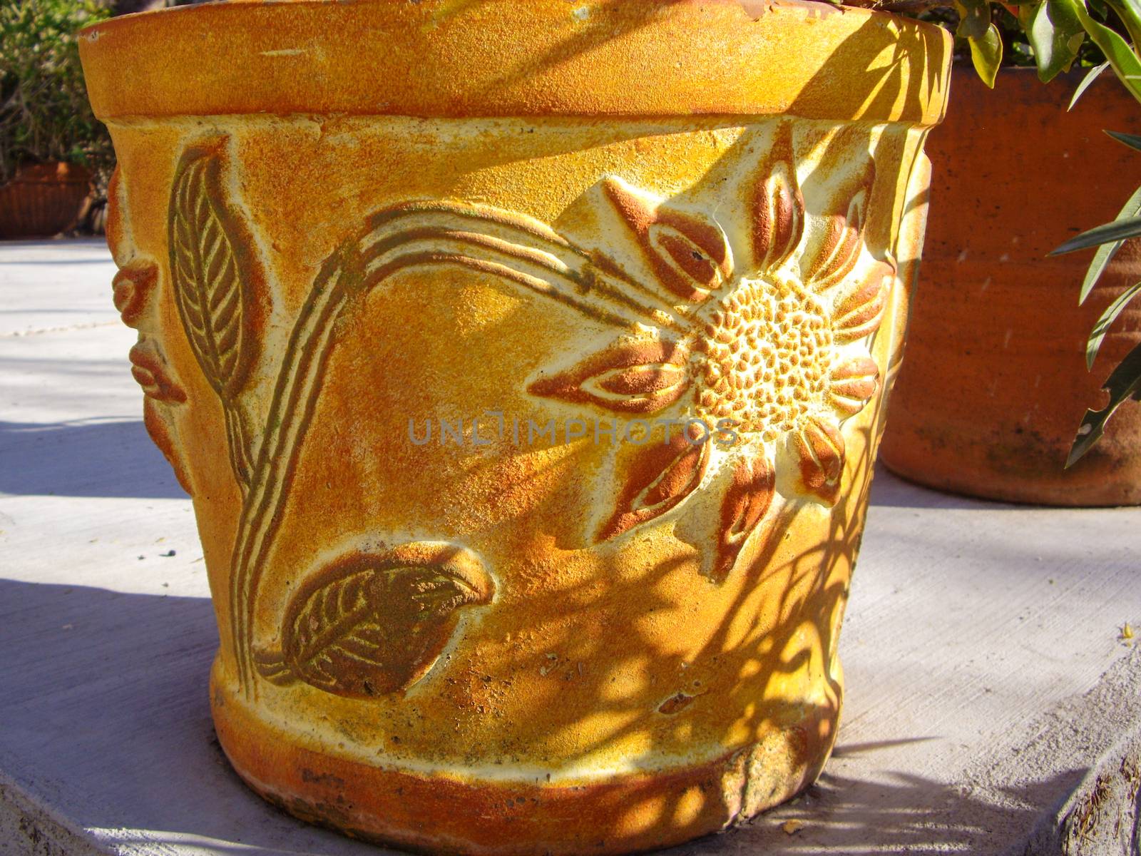 Mexican clay pot with floral design